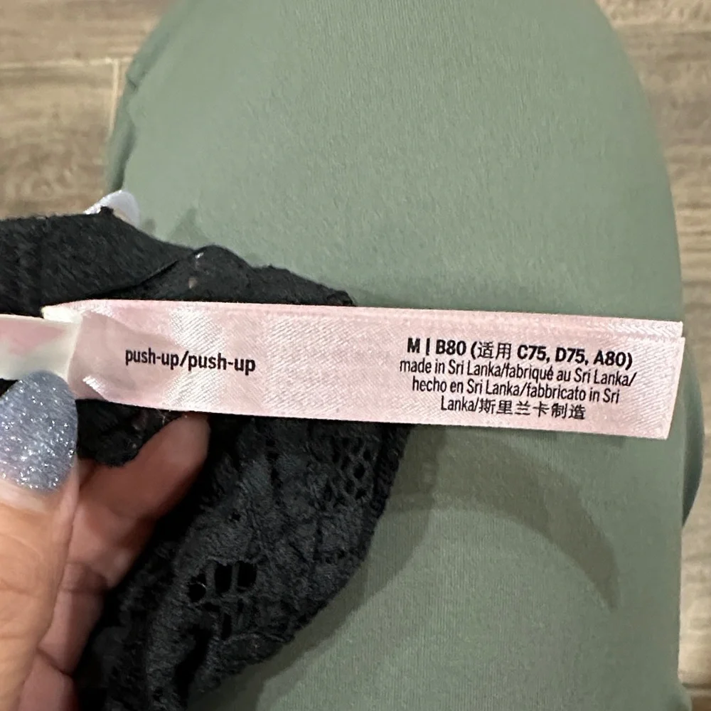 PINK Victoria's Secret Black Lace Bralette with Racerback